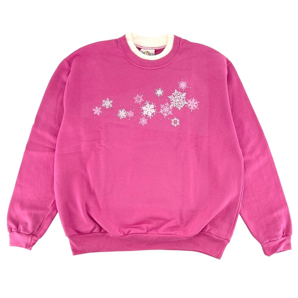 Y2K pink snowflake double collar sweatshirt 2000s vintage